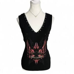 Harley Davidson Vintage Gothic Y2K Biker Girl 2000s Streetwear tank top Size M